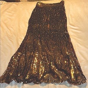 Free People Gold Sequin Skirt